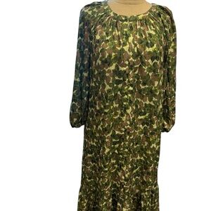 Tuckernuck Green Camouflage Long Sleeve Dress